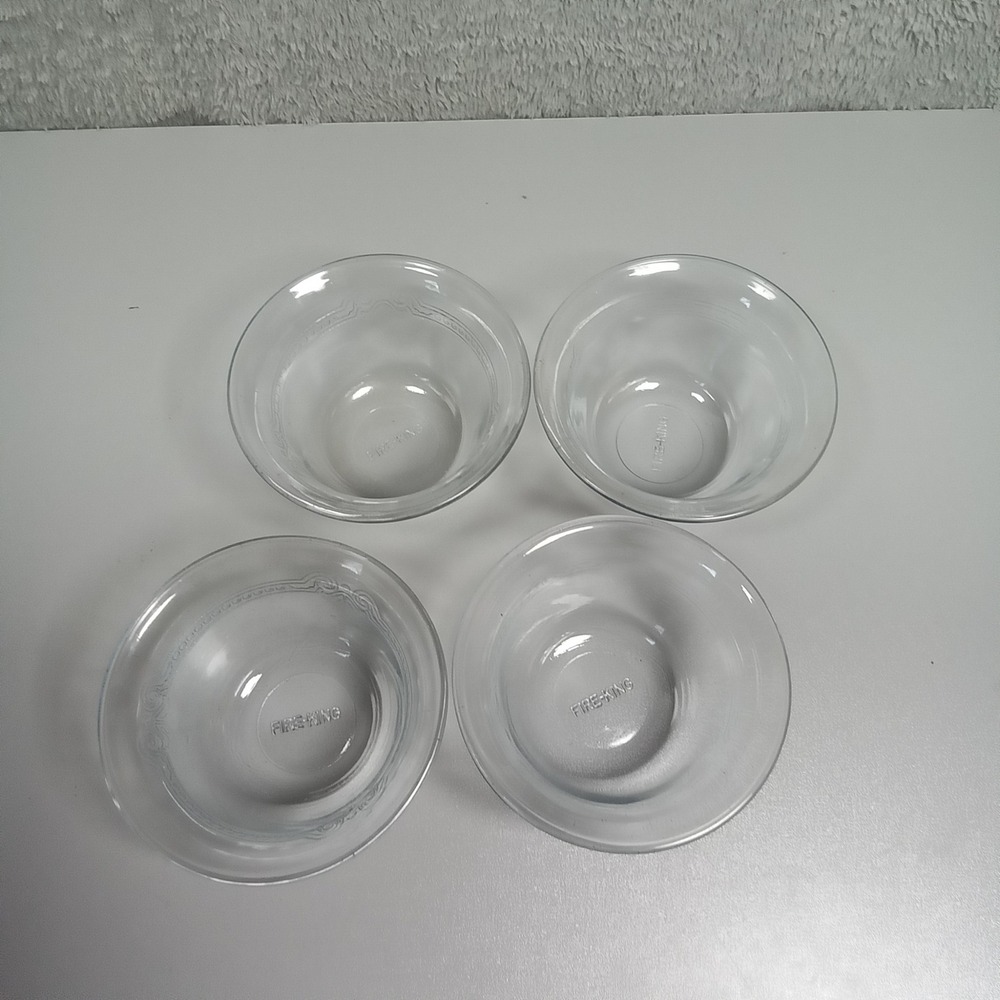 Fire-King Philbe Sapphire Blue Glass Custard Dessert Bowls Set of 4 Vintage 4in